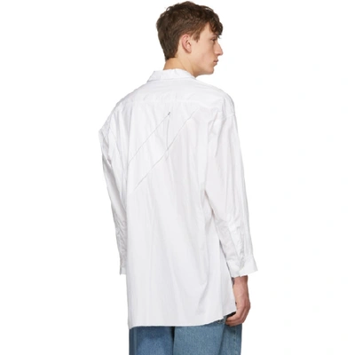 Shop Sulvam White Patchwork Stitching Shirt In Wht 1