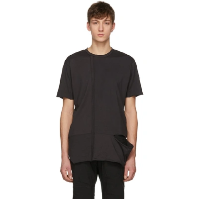 Shop Ziggy Chen Black Vertical Stitching T-shirt