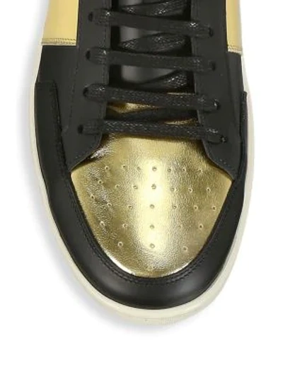 Shop Saint Laurent Court Classic Metallic Leather High-top Trainers In Black Gold