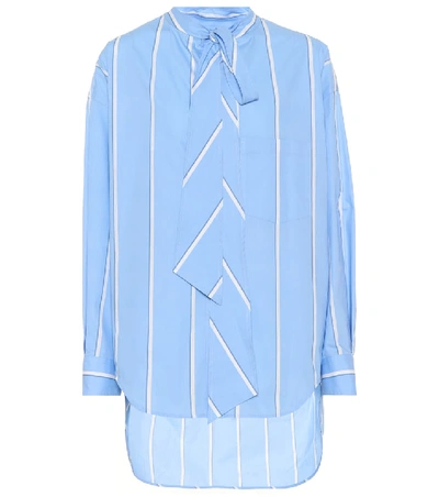 Shop Balenciaga Striped Cotton Shirt In Blue