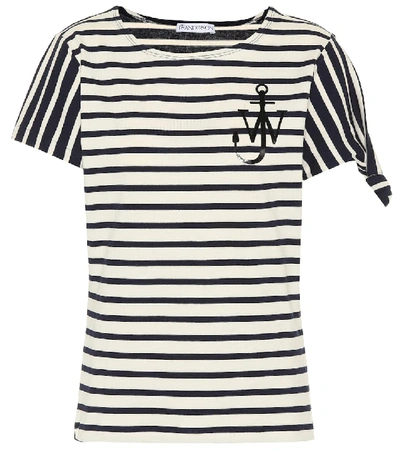 Shop Jw Anderson Striped Cotton T-shirt In Blue