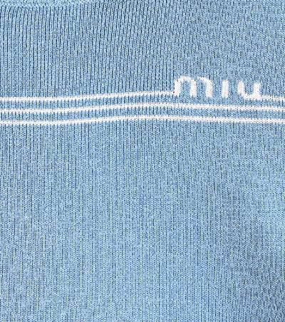 Shop Miu Miu Short-sleeved Sweater In Blue