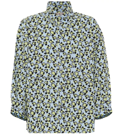 Shop Marni Printed Cotton Shirt In Blue