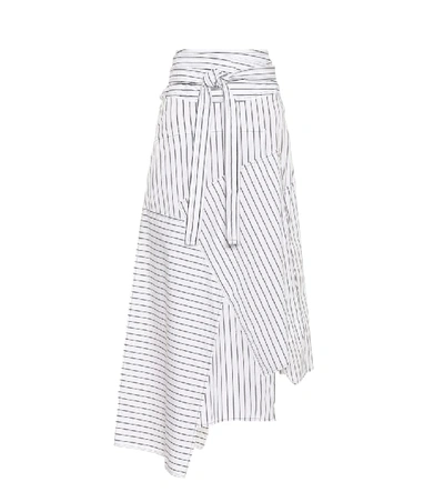 Shop Jw Anderson Striped Cotton Poplin Midi Skirt