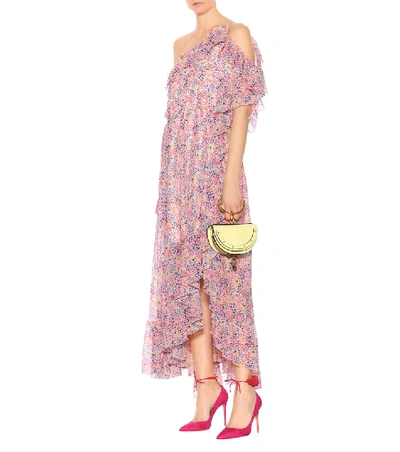 Shop Philosophy Di Lorenzo Serafini Floral-printed One-shoulder Dress In Pink