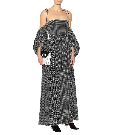 Shop Loewe Polka-dot Cotton Dress In Black