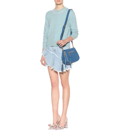 Shop Marc Jacobs Beaded Wool And Cashmere Cardigan In Blue
