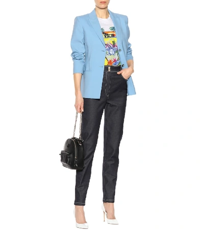 Shop Versace High-waisted Slim-fit Jeans In Blue