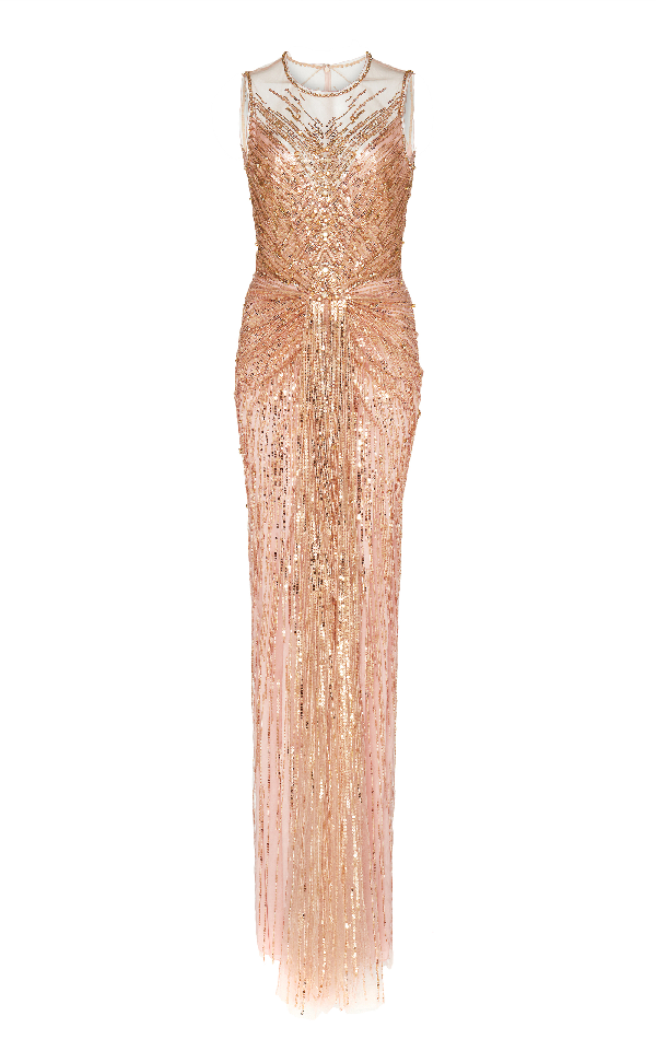 Jenny Packham Mira Gathered Gown In Pink | ModeSens