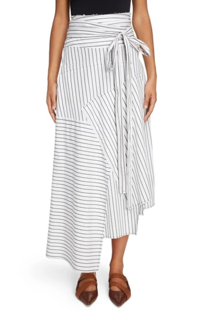 Shop Jw Anderson Patchwork Pinstripe Wrap Skirt In Off White
