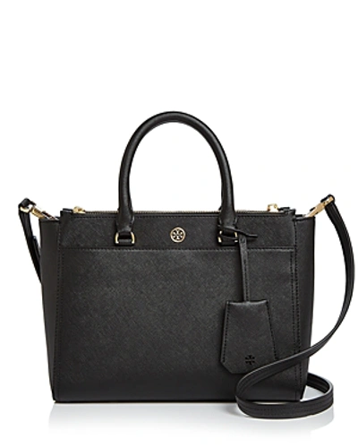 Shop Tory Burch Robinson Small Double Zip Leather Tote In Black Multi/gold
