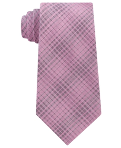 Shop Calvin Klein Men's Hi Rise Grid Silk Tie In Pink