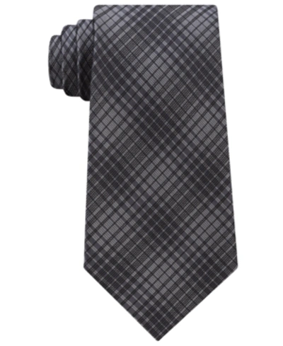 Shop Calvin Klein Men's Hi Rise Grid Silk Tie In Black