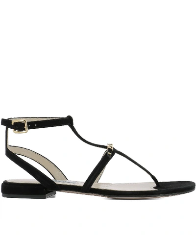 Shop Prada Black Suede Sandals