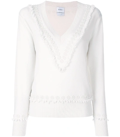 Shop Barrie Textured Detail V-neck Jumper In White