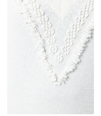 Shop Barrie Textured Detail V-neck Jumper In White