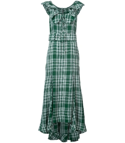 Shop Rosie Assoulin Crinkle Plaid Dress In Green