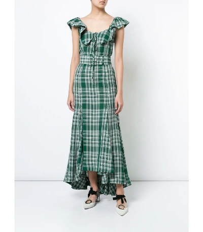 Shop Rosie Assoulin Crinkle Plaid Dress In Green