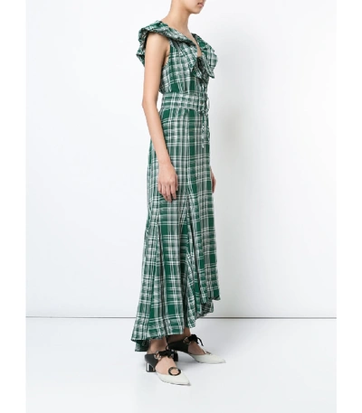 Shop Rosie Assoulin Crinkle Plaid Dress In Green