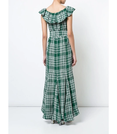 Shop Rosie Assoulin Crinkle Plaid Dress In Green