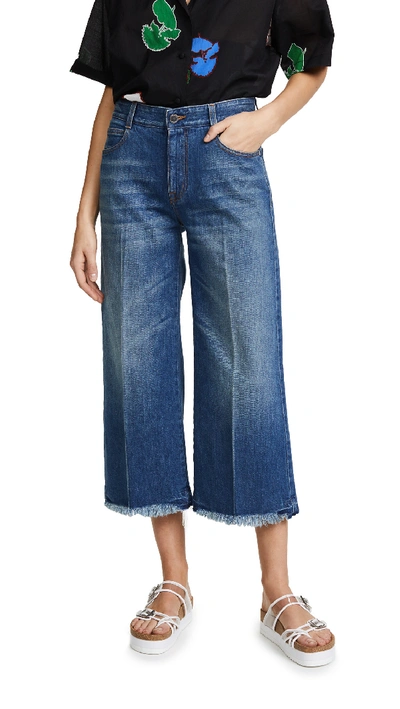 Shop Stella Mccartney Cropped Wide Leg Jeans In Classic Blue