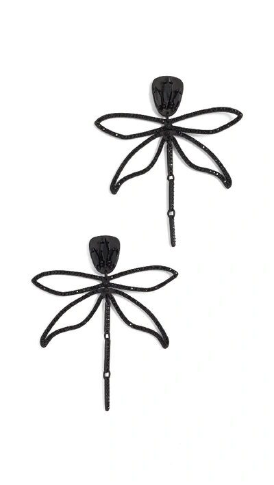 Tory Burch Embellished Articulated Dragonfly Earrings In Black Jet |  ModeSens