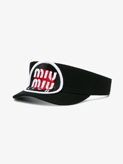 Shop Miu Miu Black Logo Denim Visor