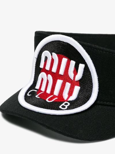 Shop Miu Miu Black Logo Denim Visor