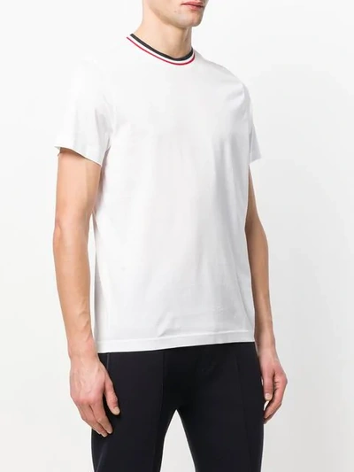 Shop Moncler Striped Collar T-shirt In White