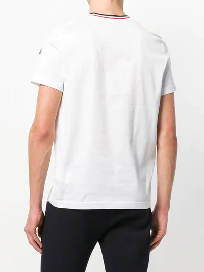 Shop Moncler Striped Collar T-shirt In White