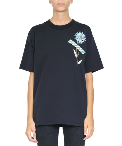 Shop Off-white Flower Tape Oversized Cotton T-shirt In Nero