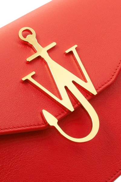 Shop Jw Anderson Logo Leather Shoulder Bag In Red