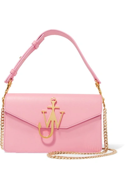 Shop Jw Anderson Logo Leather Shoulder Bag In Pink