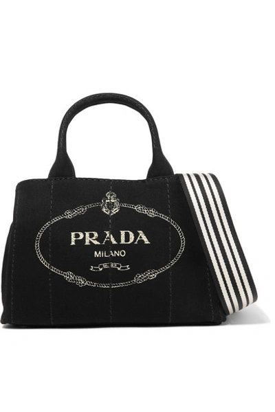 Shop Prada Giardiniera Printed Canvas Tote In Black