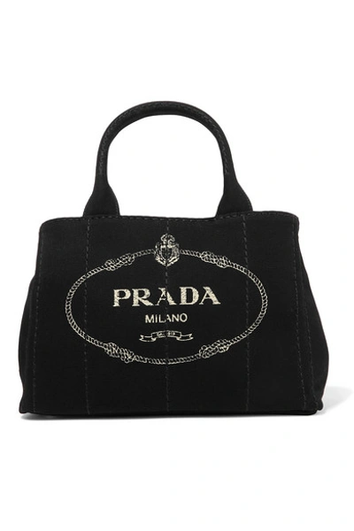 Shop Prada Giardiniera Printed Canvas Tote In Black