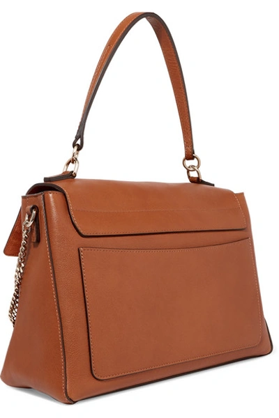 Shop Chloé Faye Day Large Textured-leather Shoulder Bag In Tan