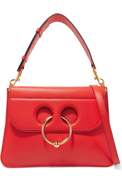 Shop Jw Anderson Pierce Medium Leather Shoulder Bag In Red