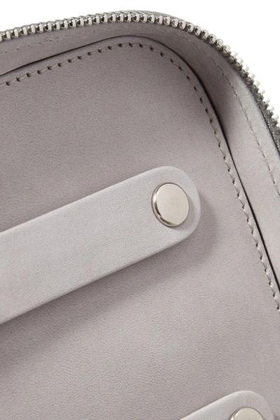 Shop Smythson Panama Mini Textured-leather Jewelry Case In Gray