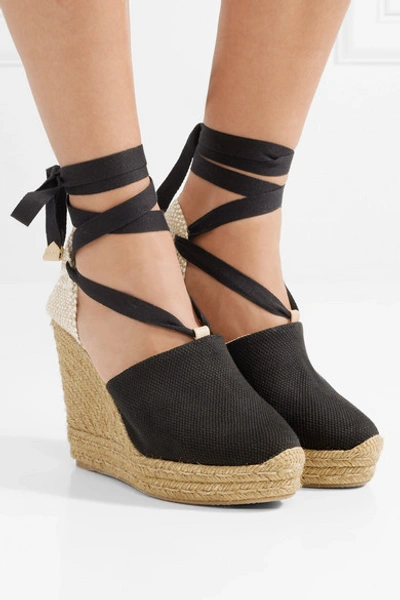 Shop Castaã±er Nerea Canvas Wedge Espadrilles In Black