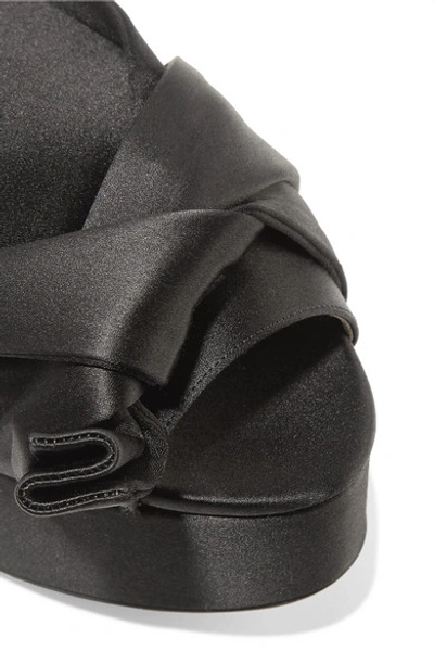 Shop N°21 Knotted Satin Platform Sandals In Black