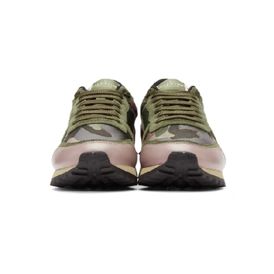 Shop Valentino Green  Garavani Camo Rockrunner Sneakers In 0ph Army Gr