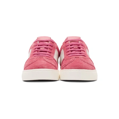 Shop Valentino Pink And White  Garavani Suede Flycrew Sneakers In 0jt Shadow