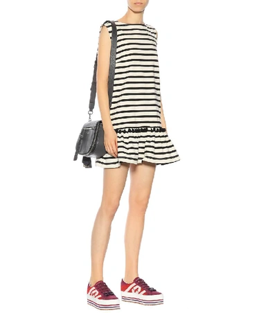 Shop Marc Jacobs Striped Pompom Cotton Minidress In Multicoloured