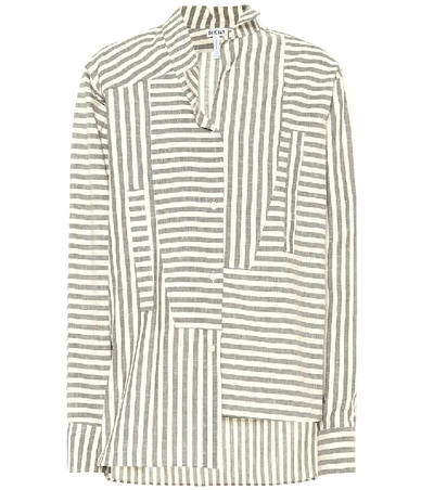 Shop Loewe Oversized Striped Cotton Shirt