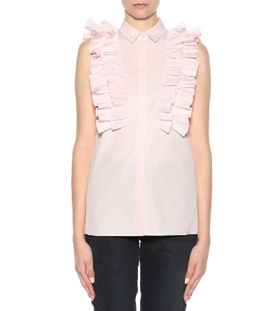 Shop Giambattista Valli Ruffled Cotton Blouse In Pink