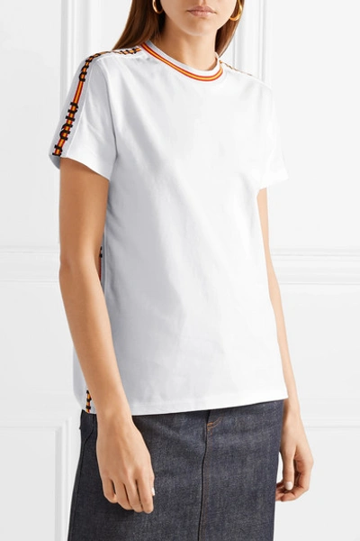 Shop Miu Miu Striped Cotton-jersey T-shirt