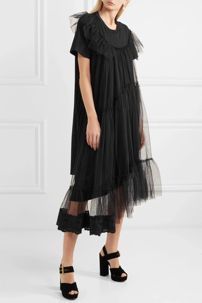 Shop Simone Rocha Layered Cotton-jersey And Tulle Dress