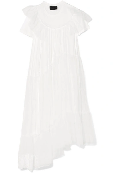 Shop Simone Rocha Layered Cotton-jersey And Tulle Dress In White