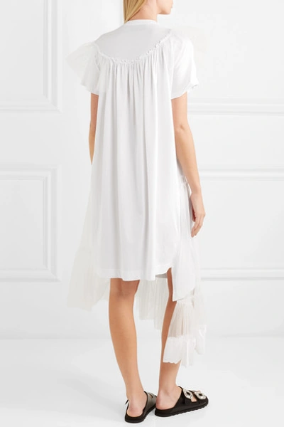 Shop Simone Rocha Layered Cotton-jersey And Tulle Dress In White