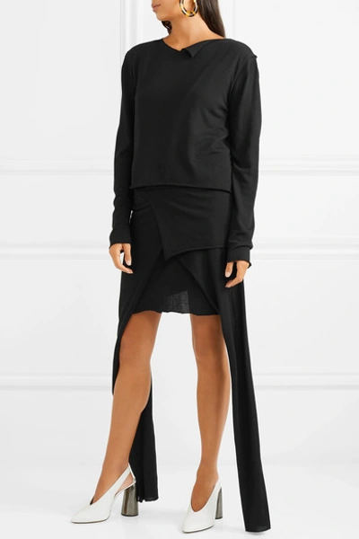Shop Jw Anderson Asymmetric Wool Dress In Black